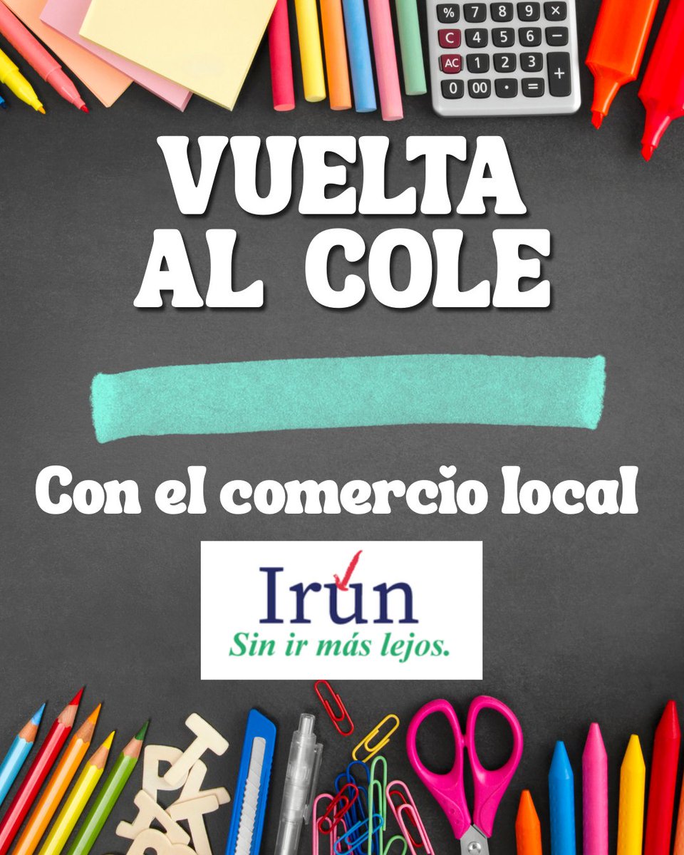 ¡La #VueltaAlCole empieza en el  comercio de Irún!
Libretas, mochilas, zapatillas, ropa, gafas, libros o incluso un corte de pelo para empezar el curso con todo a punto.   El comercio irunés está preparado para ayudarte de forma cercana, cómoda y sin prisas.
#Irún #vueltaalcole