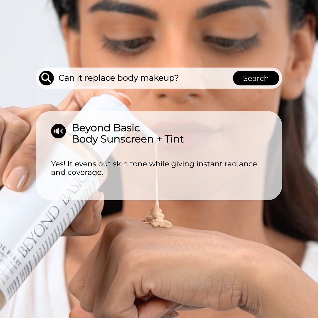 beyondbasicteam's tweet image. Body makeup, but smarter. ✨
Our Body Sunscreen + Tint protects, evens out your complexion, and provides a healthy glow in one.

#BeyondBasic #SkinCareSimplified #SunscreenEveryday #InnovationInBeauty #lessismore #lessfussmorefabulous