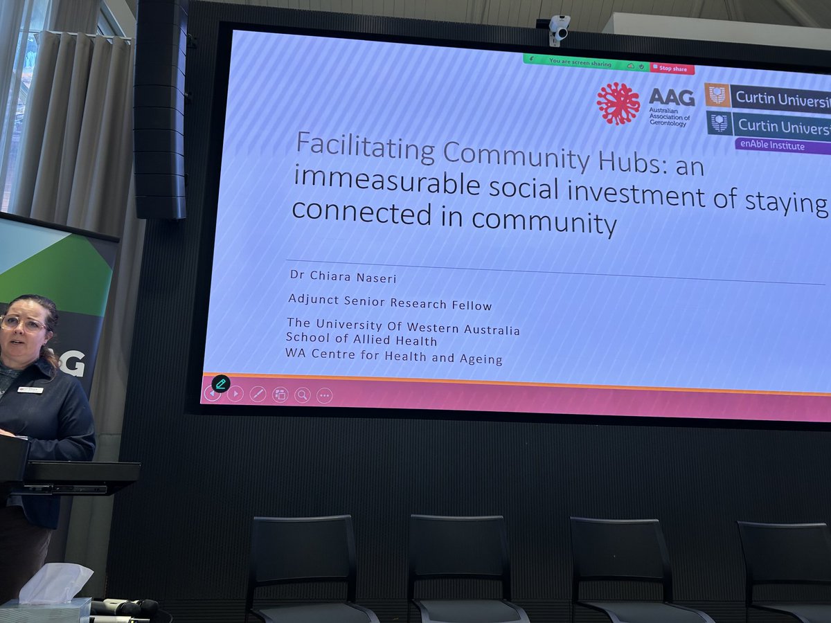 Healthy ageing seminar by AAG - congrats to Dr Chiara Naseri presenting on benefits of hubs ⁦⁦<a href="/chiara_naseri/">Chiara Naseri</a>⁩ ⁦<a href="/CurtinAlliedHth/">Curtin School of Allied Health</a>⁩ ⁦<a href="/UWAHealthAgeing/">UWA WA Centre for Health & Ageing (WACHA)</a>⁩ ⁦⁦<a href="/gerontologyau/">AAG</a>⁩ ⁦<a href="/RPHRF/">RPH Research Foundation</a>⁩