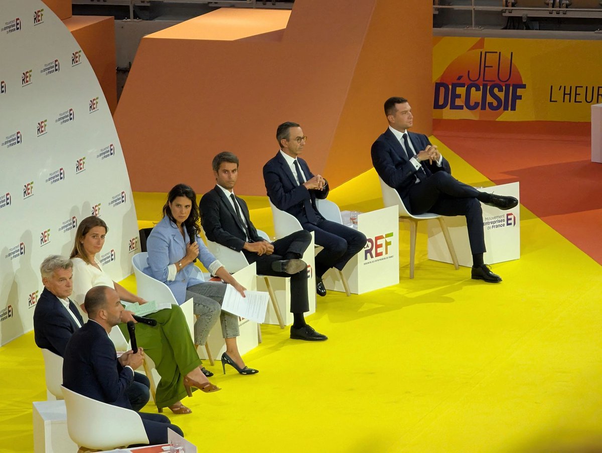 ✨ Jour 2 de la #REF2025 du <a href="/medef/">Mouvement des Entreprises de France</a> 
👉 Mise en lumière des échanges riches entre monde économique et responsables publics. 
🎯 Point d’orgue de la journée : un débat réunissant six partis politiques autour des grands enjeux actuels