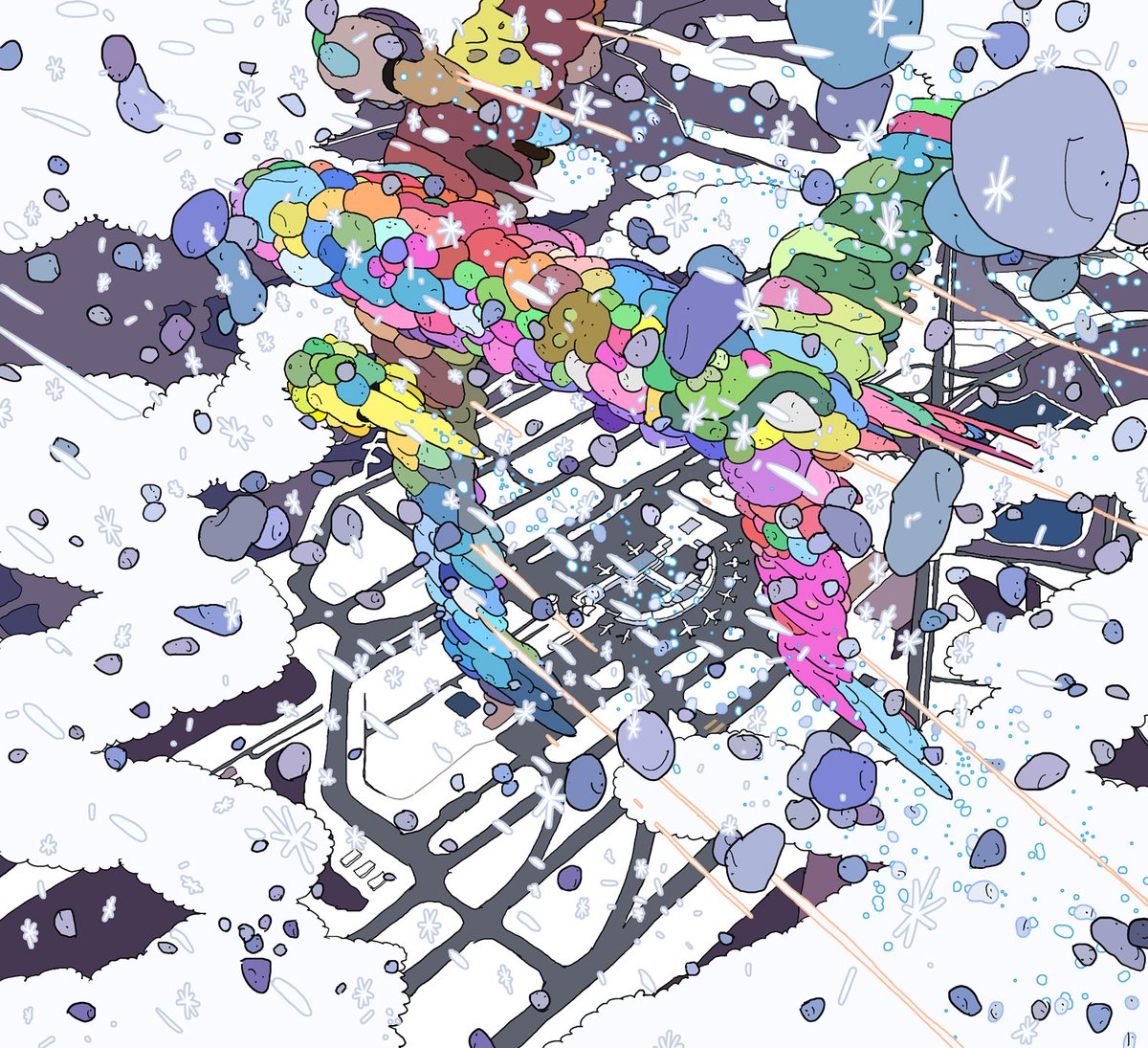 Illustration by Kiyotaka Oshiyama (Look Back) for the poster of New Chitose Airport Animation Festival 2025 (Hokkaido ❄️).
airport-anifes.jp/about/poster/