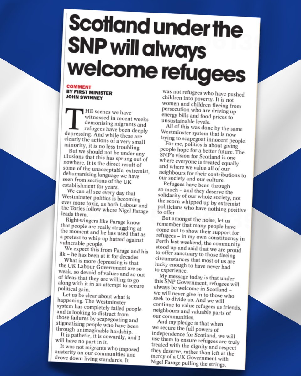 The Westminster system made people poorer with austerity and Brexit - and now it’s trying to distract from those failures by scapegoating people who have been through unimaginable hardship.
 
It is pathetic, it is cowardly and I will have no part in it.

#RefugeesWelcome