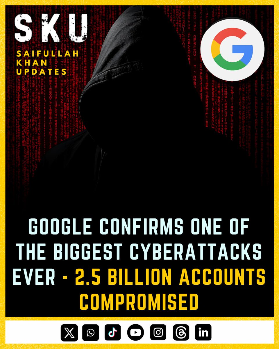 saifiupdates's tweet image. Google has confirmed a major cyberattack that affected 2.5 billion Gmail users globally. The attack took place between August 8 and August 18, where hackers exploited compromised OAuth tokens to gain unauthorized access to accounts.
#GoogleHack #GmailCyberAttack #CyberSecurity