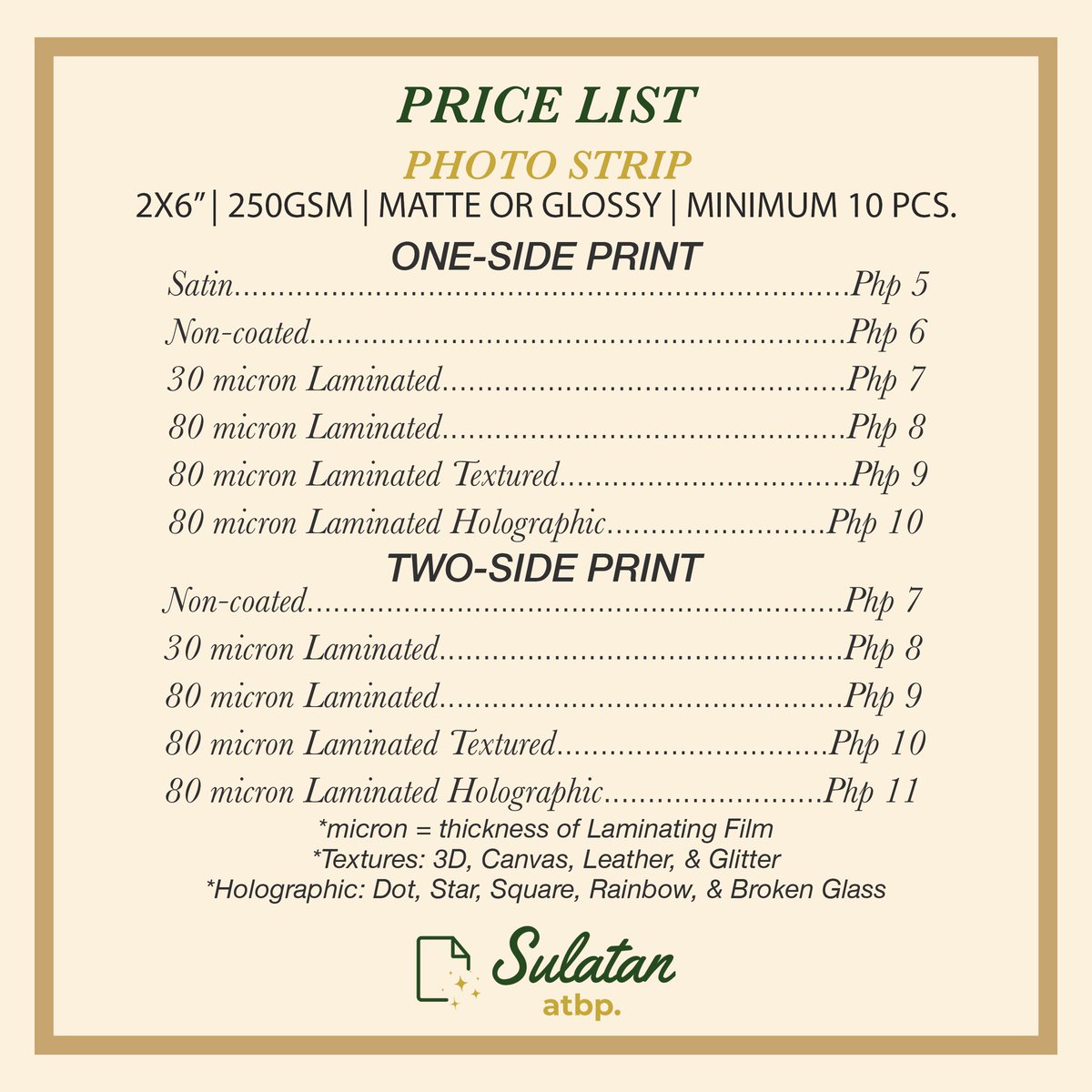 SulatanAtbp's tweet photo. Ready for your next concert moment?

Photocards to swap, photostrips to keep, hand banners to wave, stickers to give — we’ve got it all at prices you’ll love. 💖

Check out our price list &amp; start your next fan project today!

#SulatanAtbp 
#CraftedWithLove https://t.co/bGBg9qdvcY