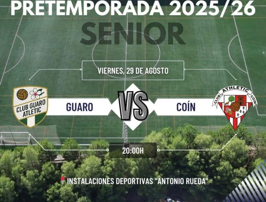 Hoy jugamos.

Nueva cita de pretemporada fuera de casa. Esta tarde a las 20 h visitamos a nuestros vecinos del Guaro Atletic, continuando nuestra puesta a punto para el inicio liguero.

¡ Vamos Athletic!