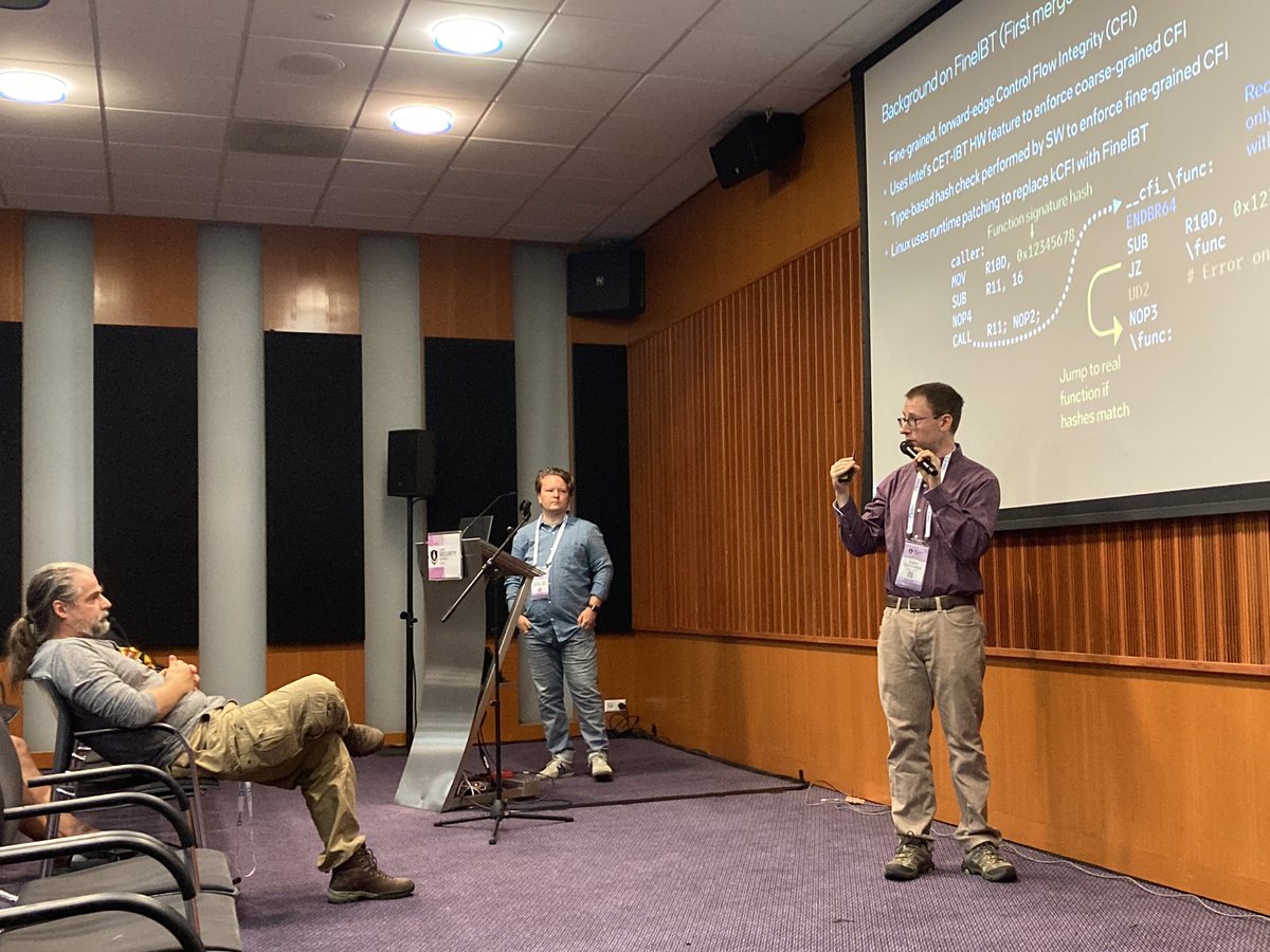 xjamesmorris's tweet image. At Linux Security Summit Europe in Amsterdam.
Current talk is on FineIBT Enhanced, with Scott Constable & @sirmc
lsseu2025.sched.com/event/25GEN/fiโฆ
Follow event info here: social.kernel.org/LinuxSecSummit
#linuxsecuritysummit