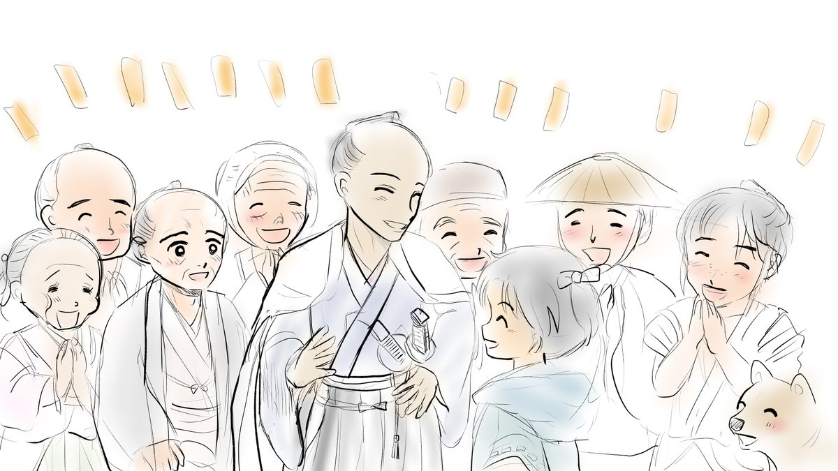昨日描いた絵です( ゜Д゜)      
 恋の魔法とおまじない735-6色塗り途中
1ページに人が多すぎて息切れ・・
 福娘童話集昔話彦一「切れない紙」
不思議の国のアリスラフ1
映画見て(鬼滅の刃2回目)帰って寝て今起きました
(*'Д`)ダメな生き方・・
#恋の魔法とおまじない #昔話 
