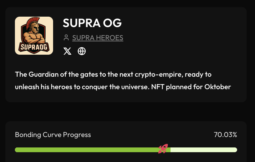 New ATH #SUPRA $OG 70% 💪💪
100% loading ... 💯

<a href="/pumpItdotpro/">Pump It</a> 👇
pumpit.pro/token/0xd0f37d…

$SUPRA $HERO <a href="/SUPRA_Labs/">Supra</a> HEROES 💎🔥