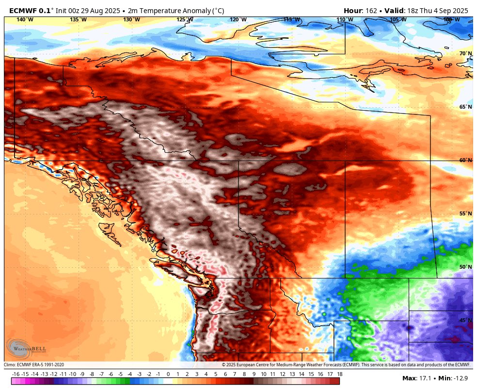 ElijahBman's tweet image. Sorry for late post I forgot lol. Very strong ridge over us will bring even hotter temps and fire potential over next week or so starting Monday. Portland could easily reach 100f with up to 90f for Vancouver Seattle. I’ll do a much better post tmr lunch. #bcstorm #bcheat