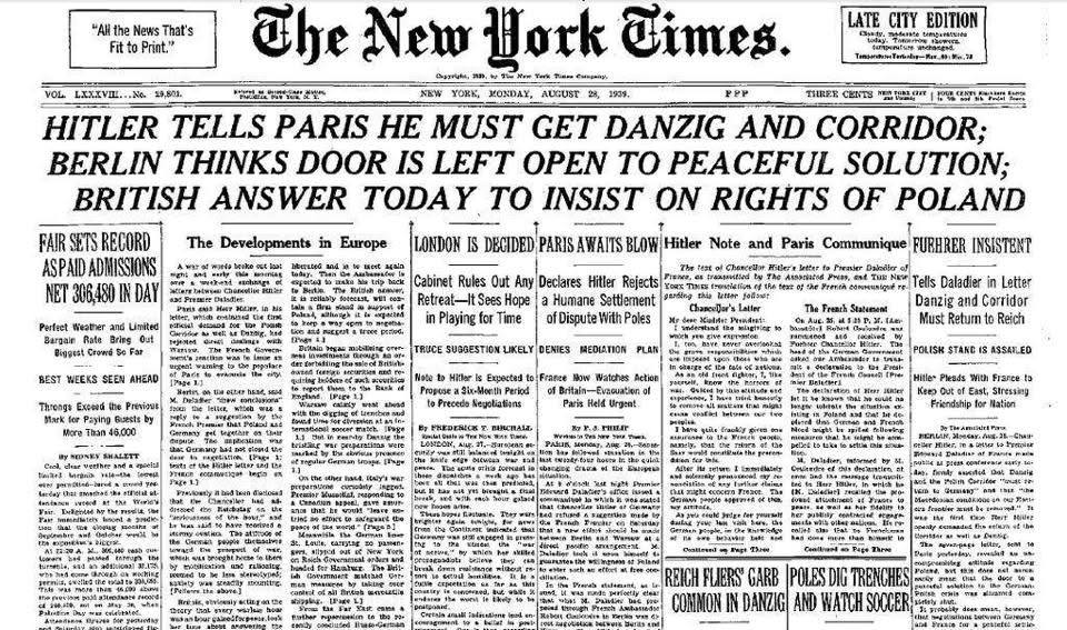 1939. Peace deal, peace deal newer changes.