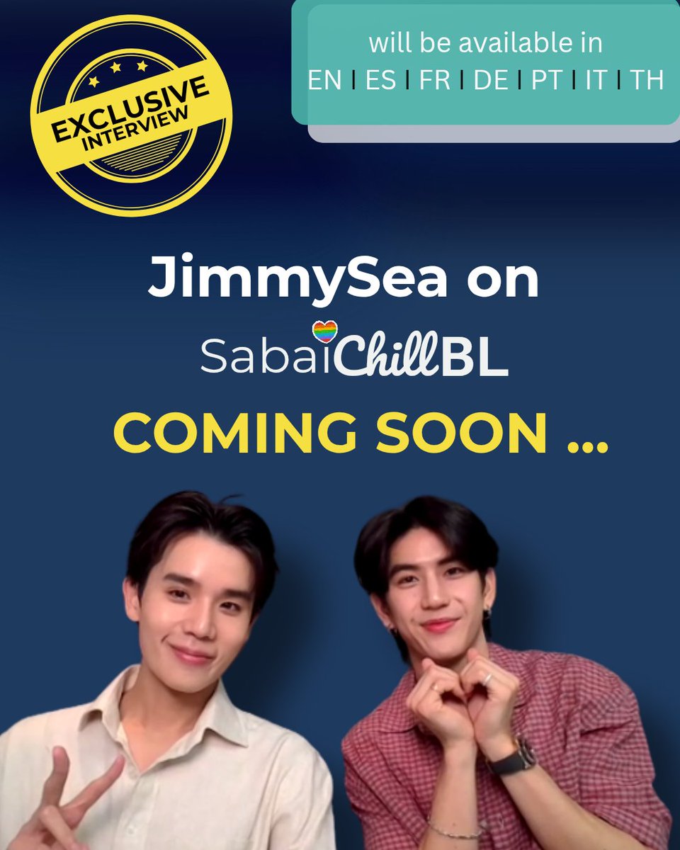 Sabai Chill BL | Sweet Tooth Good Dentist era (@sabaichillbl) on Twitter photo Learn more about fortune telling, growing as an actor and fun stories from behind-the-scenes with <a href="/jimmyyjp_/">Thapfah Kittipokin, M.D. – On Annual Leave 😎</a> and <a href="/Sea_tawinan/">Inthu, Tarotist | ปิดรับดูดวงชั่วคราว (ลาพักใจ) 🔮</a> from <a href="/MyMagicProphecy/">ทำนายทายทัพ My Magic Prophecy</a> 🤩
Be sure to subscribe to our YT channel @ sabaichillbl to not miss out on this exclusive interview!
#MyMagicProphecy #JimmSea Learn more about fortune telling, growing as an actor and fun stories from behind-the-scenes with <a href="/jimmyyjp_/">Thapfah Kittipokin, M.D. – On Annual Leave 😎</a> and <a href="/Sea_tawinan/">Inthu, Tarotist | ปิดรับดูดวงชั่วคราว (ลาพักใจ) 🔮</a> from <a href="/MyMagicProphecy/">ทำนายทายทัพ My Magic Prophecy</a> 🤩
Be sure to subscribe to our YT channel @ sabaichillbl to not miss out on this exclusive interview!
#MyMagicProphecy #JimmSea