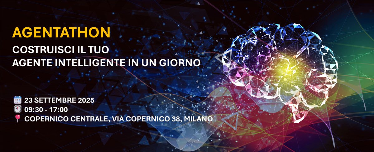 𝐀𝐠𝐞𝐧𝐭𝐚𝐭𝐡𝐨𝐧 - 𝐂𝐫𝐞𝐚 𝐢𝐥 𝐭𝐮𝐨 𝐚𝐠𝐞𝐧𝐭𝐞 𝐀𝐈 𝐢𝐧 𝟏 𝐠𝐢𝐨𝐫𝐧𝐨!
📅 Il 𝟐𝟑 𝐬𝐞𝐭𝐭𝐞𝐦𝐛𝐫𝐞 partecipa a un #evento esclusivo: lavora in team, scegli un caso d’uso reale e sviluppalo insieme agli esperti di #Impresoft4ward!

Iscriviti👉eu1.hubs.ly/H0mfCWc0