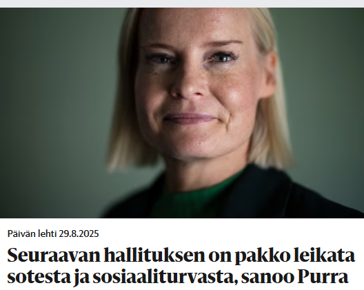 Purra on näköjään heittänyt pyyhkeen kehään ja lopettanut hommansa, koska puhuu koko ajan "seuraavasta hallituksesta".

Joten eiköhän pistetä tämä #sinimusta hirvitys pakettiin ja pidetä uudet vaalit, niin saadaan se uusi hallitus.