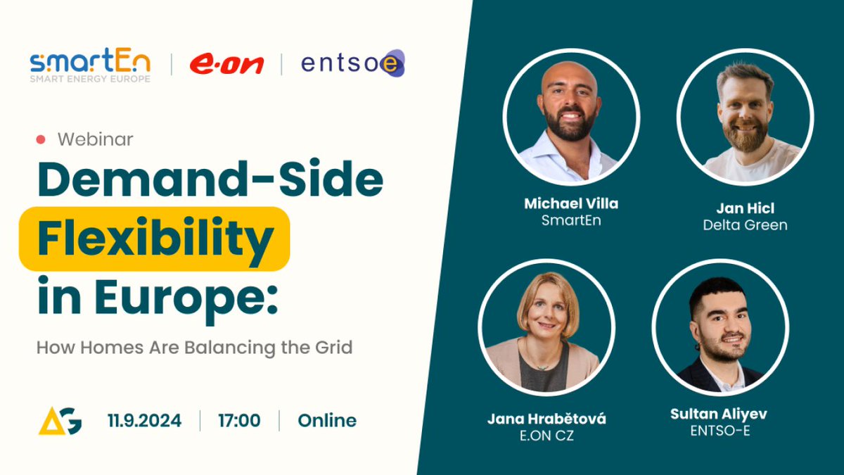 smartEn - Smart Energy Europe (@smarteneu) on Twitter photo 🏠Europe’s homes are already helping balance the #grid. How❓
Join the webinar '#DemandSideFlexibility in Europe: How homes are balancing the grid' on 11 Sept, with speakers from <a href="/smartEnEU/">smartEn - Smart Energy Europe</a>, Delta Green, ENTSO-E & E.ON!
Register now 👉us06web.zoom.us/webinar/regist… 🏠Europe’s homes are already helping balance the #grid. How❓
Join the webinar '#DemandSideFlexibility in Europe: How homes are balancing the grid' on 11 Sept, with speakers from <a href="/smartEnEU/">smartEn - Smart Energy Europe</a>, Delta Green, ENTSO-E & E.ON!
Register now 👉us06web.zoom.us/webinar/regist…