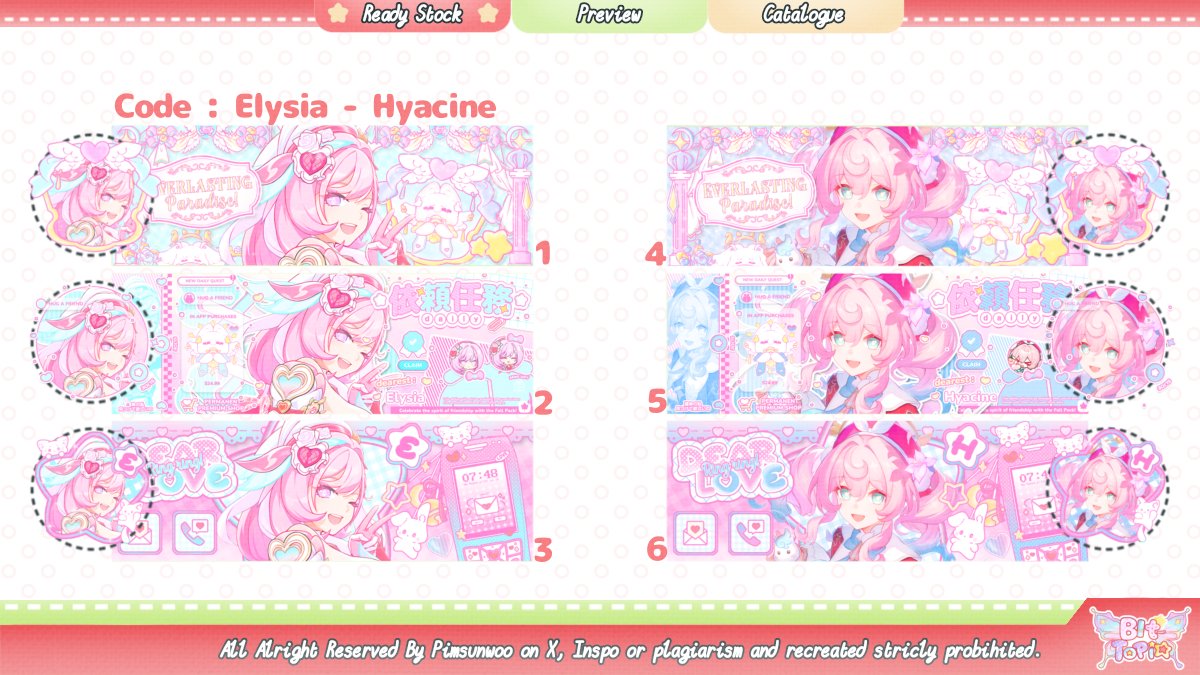 ꒰ help repost sweetling? .. thank-u!

セールス . !?  Hello bitto disini bawa [6] layout Elysia Dan Hyacine yang bisa take sekarang juga! Harganya bisa diliat di alt yaaa! Ayo jajan layoutnyaa ૮₍˃̵֊ ˂̵ ₎ა  

#zonauang #zonajajan️️