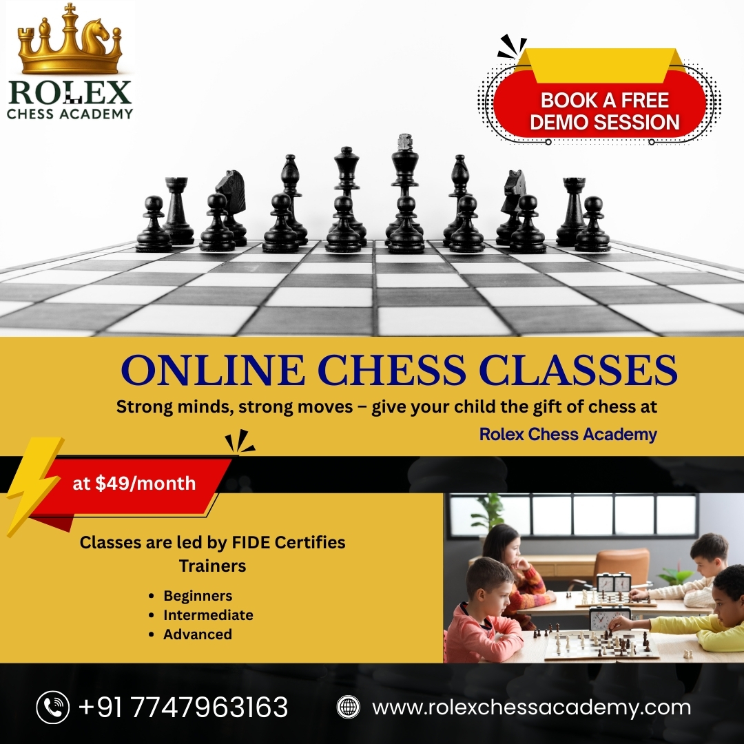 rolexchess's tweet image. ♟️✨ Are You Looking For Online Chess Classes ! ✨♟️

Give your child the gift of chess with Rolex Chess Academy 🏆

📚 #OnlineChessClasses led by FIDE Certified Trainers for:

💰 Just $49/month

📞 +91 7747963163

🌐 rolexchessacademy.com

#RolexChessAcademy  #usa #canada