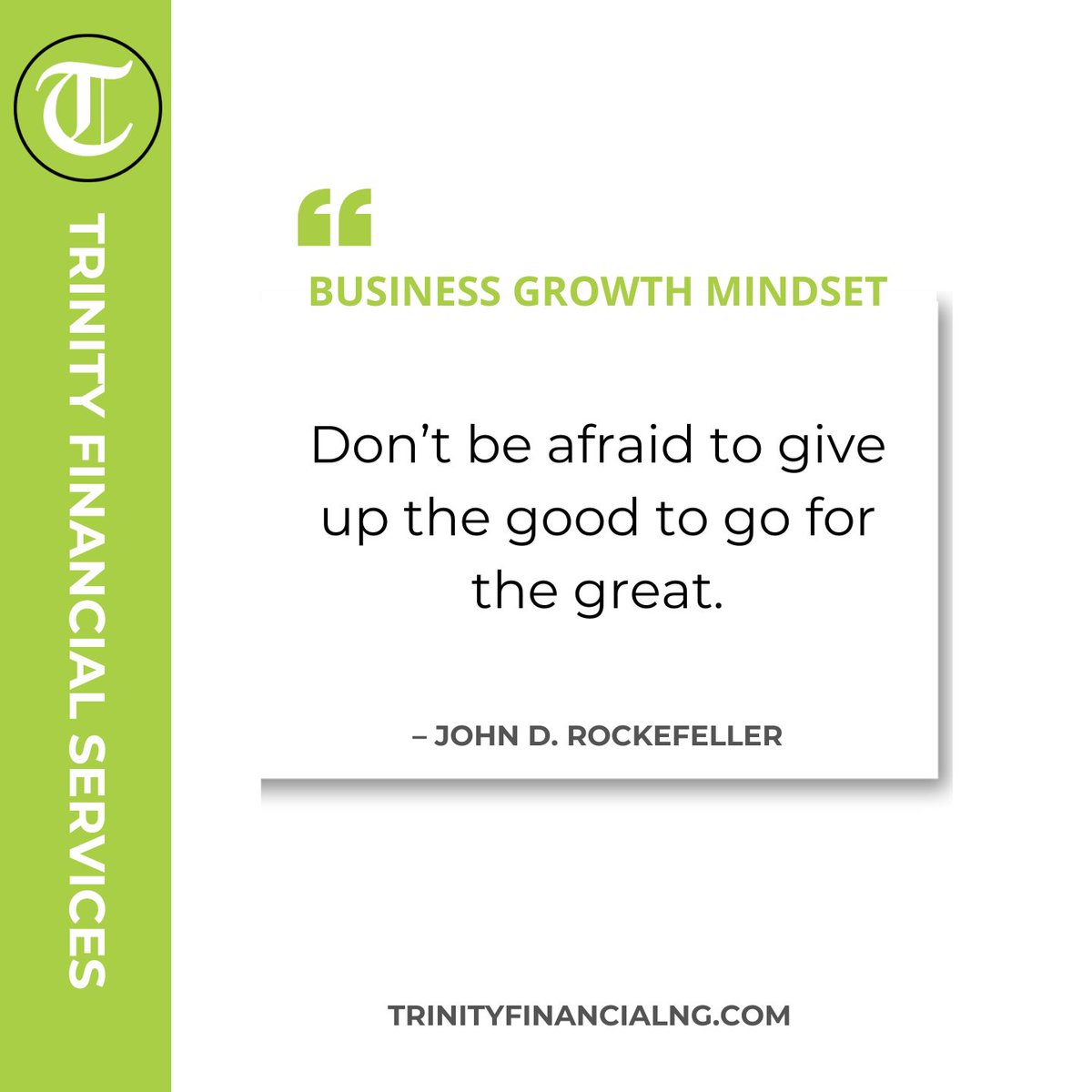 TrinityFinancia's tweet photo. Don’t be afraid to give up the good to go for the great. – John D. Rockefeller
At Trinity Financial, we help you take that leap with confidence. 🚀
#BusinessGrowth #UCLdraw #FinancialFreedom #TrinityFinancial https://t.co/irMXkM00Yk