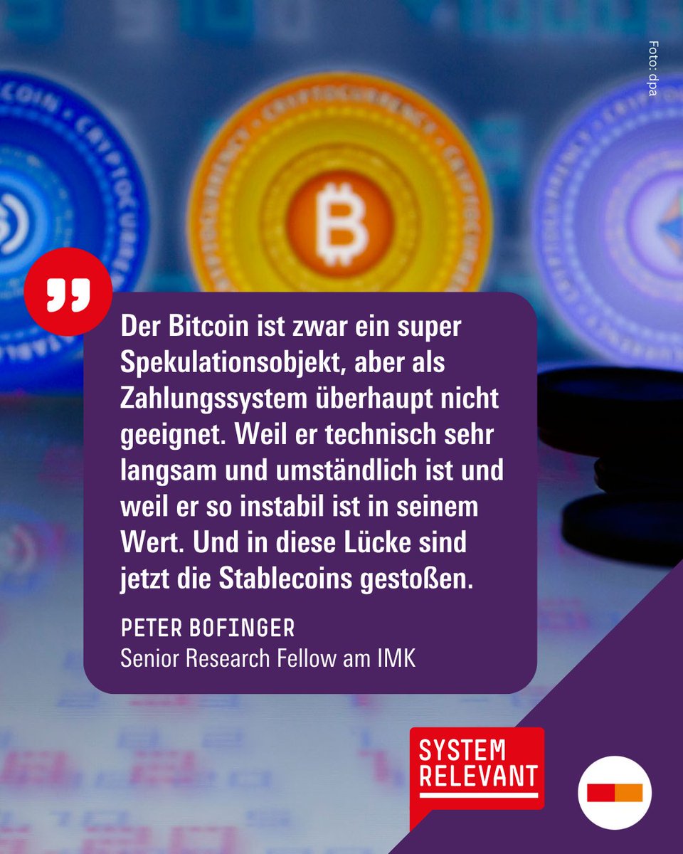 Stablecoins - eine gute Idee?🪙 Könnten #Stablecoins künftig das Mittel für  internationale Transaktionen sein? @PeterBofinger hat es für unser  @IMKFlash untersucht & spricht mit IMK-Direktor @SDullien im Podcast über  Chancen & Risiken.