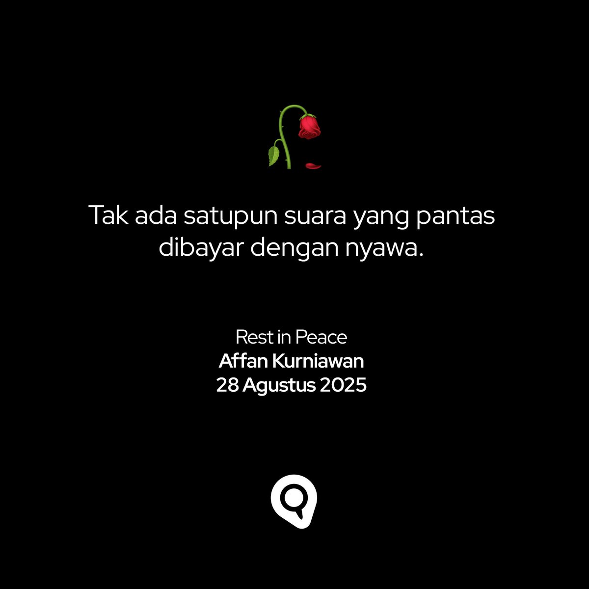 levaindonesia's tweet image. Kami turut berduka atas kepergian Affan Kurniawan dalam insiden 28 Agustus 2025. Semoga keluarga yang ditinggalkan diberi kekuatan.
