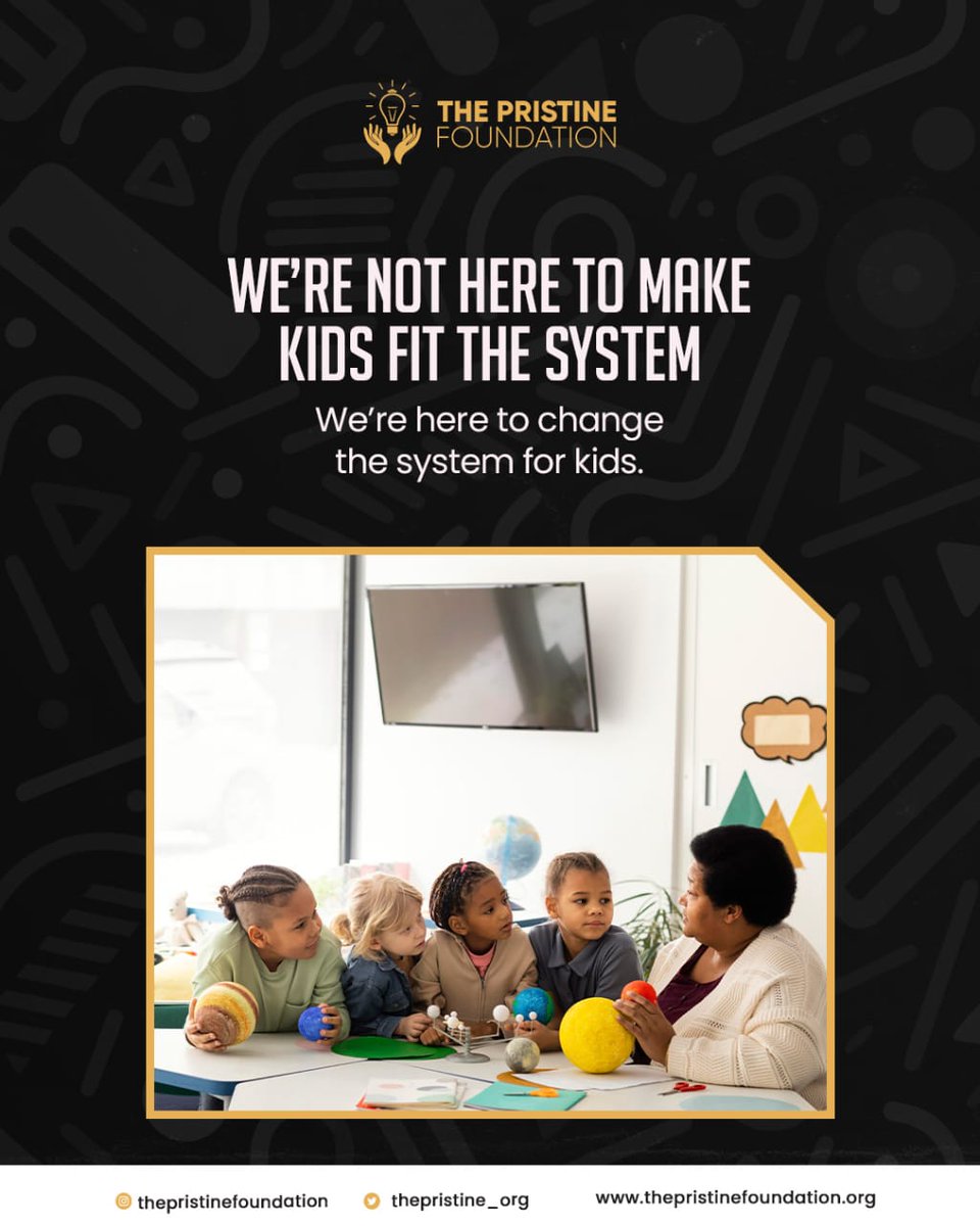 The Pristine Foundation (@thepristine_org) on Twitter photo Kids aren’t meant to fit into rigid systems. Education should bend and evolve to meet their unique needs.
When we change the system for kids, we create a world where every child has the freedom to learn and shine. 
#InclusiveEducation #PristineFoundation #TransformLearning Kids aren’t meant to fit into rigid systems. Education should bend and evolve to meet their unique needs.
When we change the system for kids, we create a world where every child has the freedom to learn and shine. 
#InclusiveEducation #PristineFoundation #TransformLearning