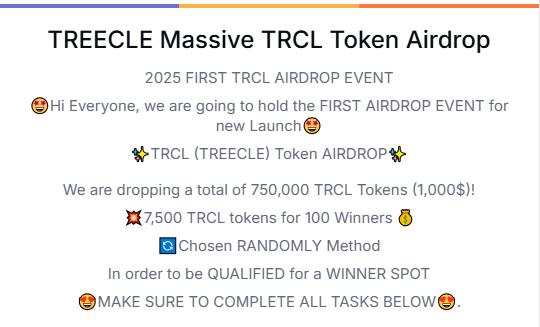 gleam.io/rkT5Y/treecle-…

In order to earn 7,500TRCL, please follow <a href="/TRCL_0601/">Treecle(TRCL)</a> on X, and provide your wallet address on the link above.
@TRCL <a href="/gleamapp/">Gleam</a> @TREECLE @AIRDROP @GIVEAWAY @TOKEN