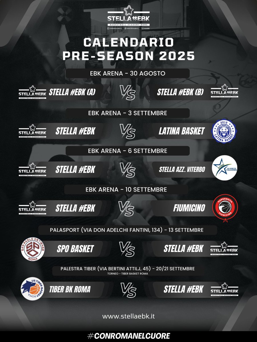 📅 𝐏𝐫𝐞-𝐒𝐞𝐚𝐬𝐨𝐧 𝟐𝟎𝟐𝟓 - 𝐒𝐭𝐞𝐥𝐥𝐚#𝐄𝐁𝐊 
👨🏻‍🏫 La marcia di avvicinamento al campionato entra nel vivo ⤵️ 

👉🏻 bit.ly/4lTJBKx 

#StellaEBK | #ConRomaNelCuore
