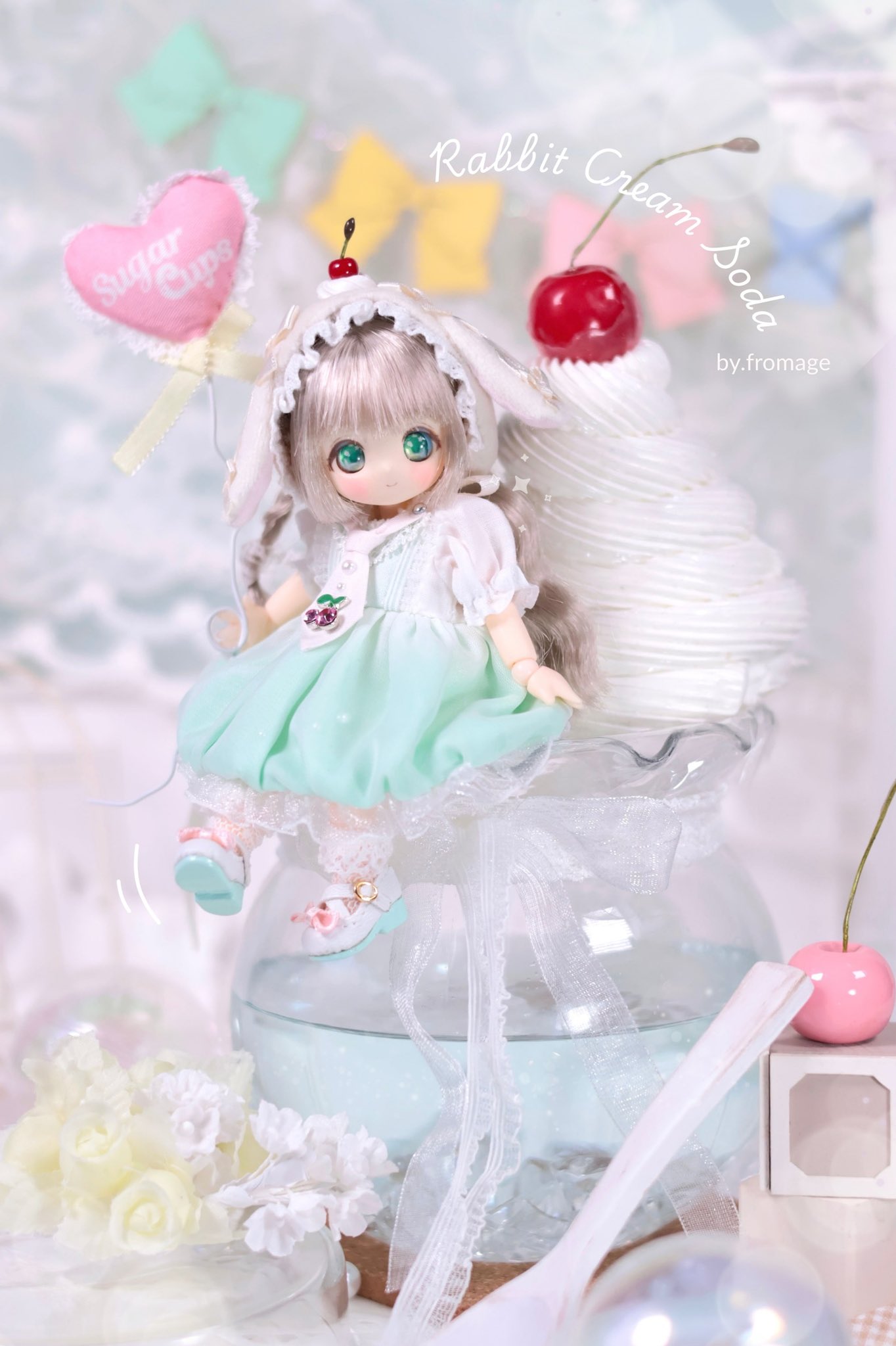 作家様　うさぎさん　メロンソーダ　ハンドメイドドール 自分で作る!ウサギ人形制作キット」 こんな感じのウサギさんを