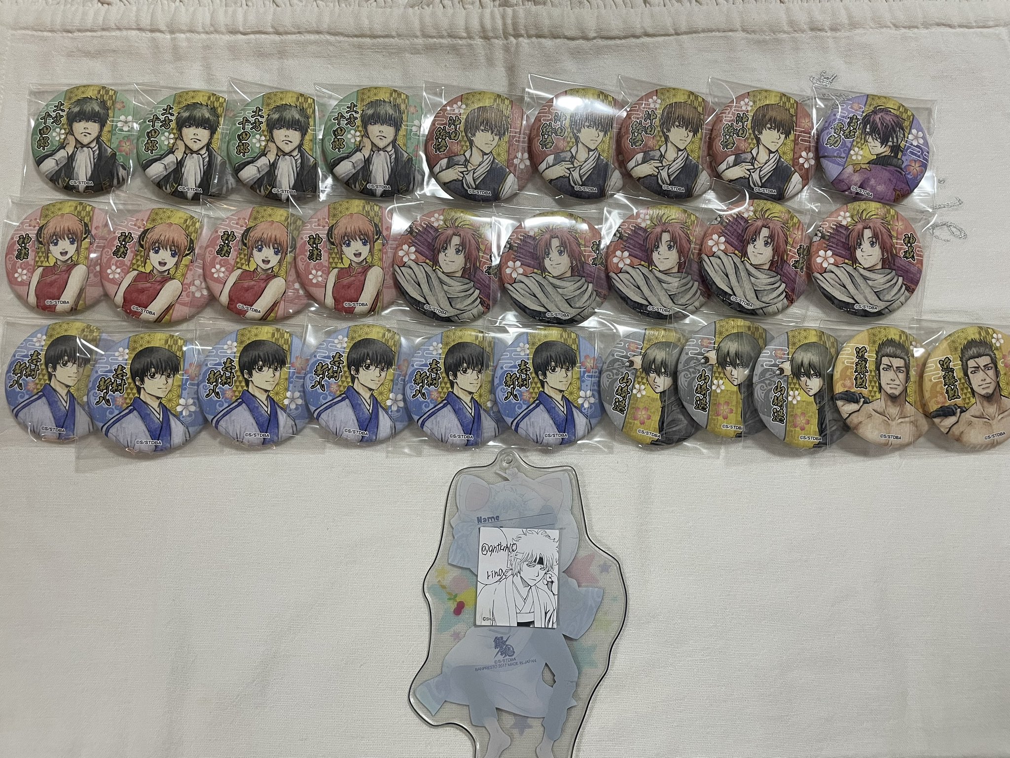 銀魂　キャラポップアップストア　和紙風缶バッジ　花鳥風月　坂田銀時　16個セット 銀魂 花鳥風月 キャラポップアップストア 和紙風缶バッジ