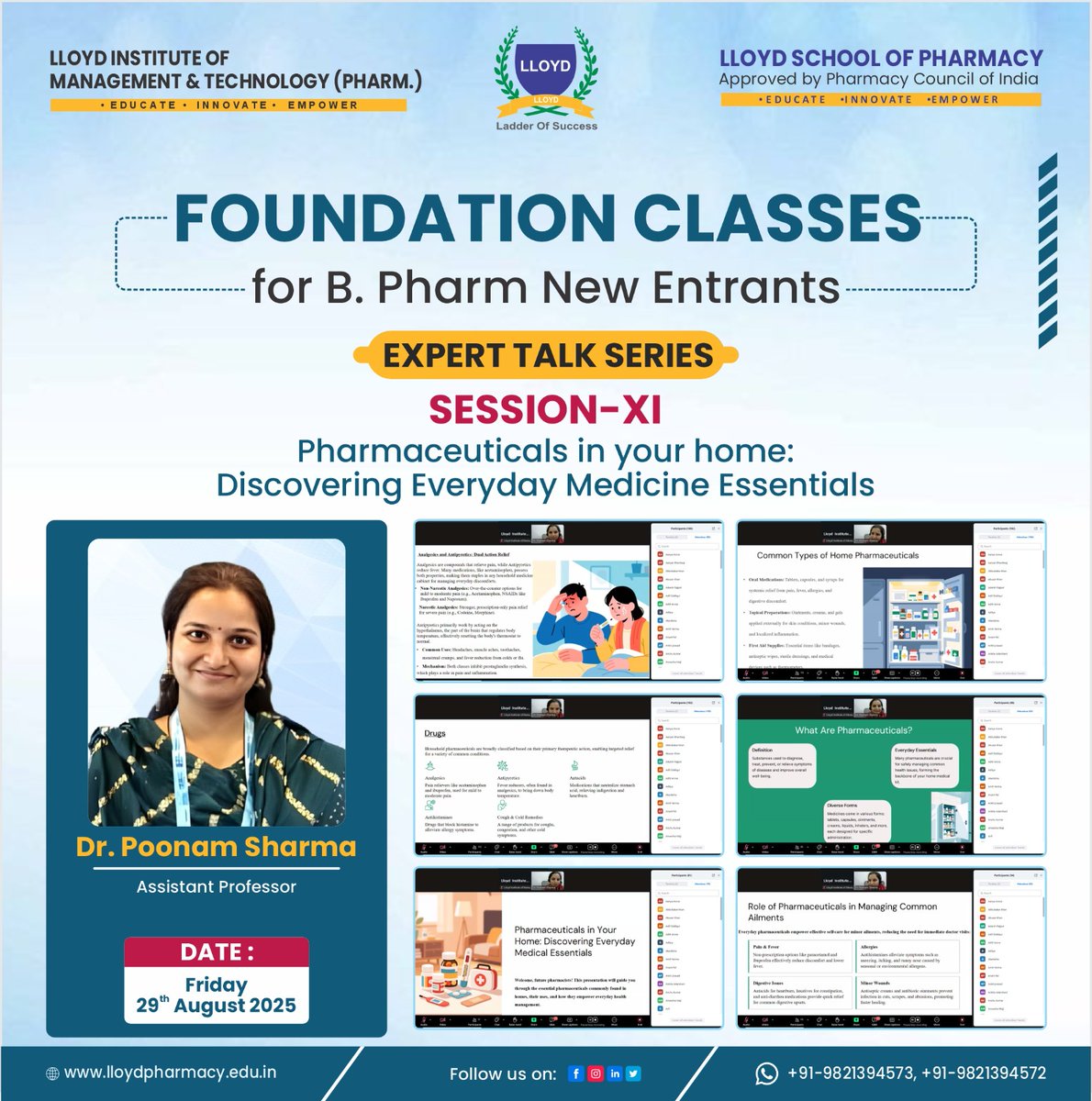 lspgrnoida's tweet photo. ✨ Post Event Glimpse | Expert Talk Series – Session XI ✨
An insightful session by Dr. Poonam Sharma on “Pharmaceuticals in your home: Discovering Everyday Medicine Essentials” enriched B. Pharm New Entrants with knowledge about common household medicines, their safe use https://t.co/EGhwq8iCgi