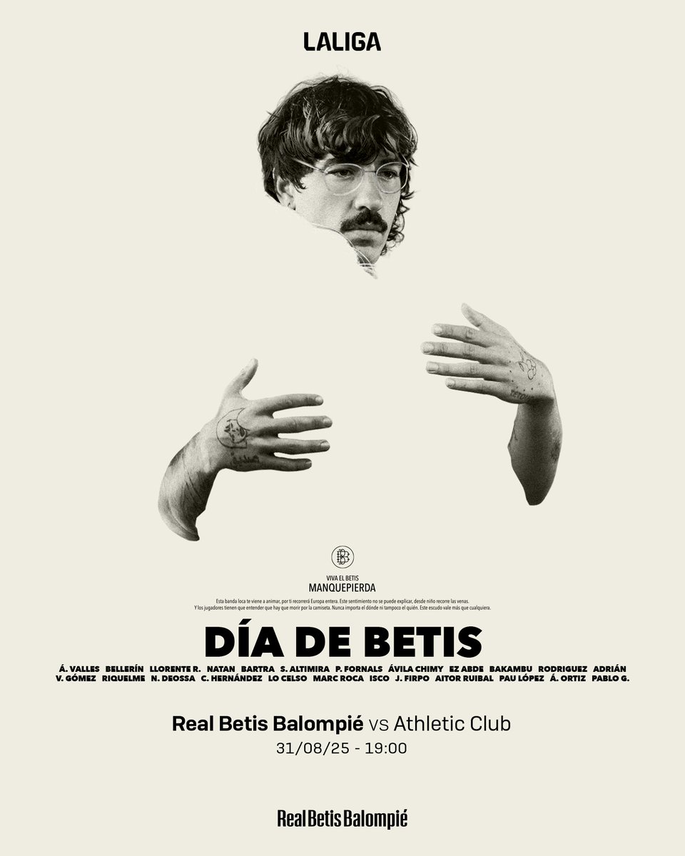 🟢 IT'S #DíaDeBetis! 🟢

🆚 <a href="/Athletic_en/">Athletic Club</a>
🏟 Estadio La Cartuja
⏰ 19:00 CEST
🏆 <a href="/LaLigaEN/">LALIGA English</a>

#RealBetisAthletic