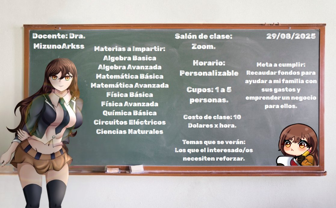 ¡¿UNA VTUBER ME DARA CLASES DE MULTIPLES AREAS?! ¿QUE NO SE SUPONE QUE NO PENSABAN? ¡QUE CHINTROLAS LE PASA AL MUNDO?

¡Asi como lo leen gente, esta Vtuber viene a educarlos al respecto con varios temas y materias de ciencias basicas!

Gente, como no me gusta sentir que estoy