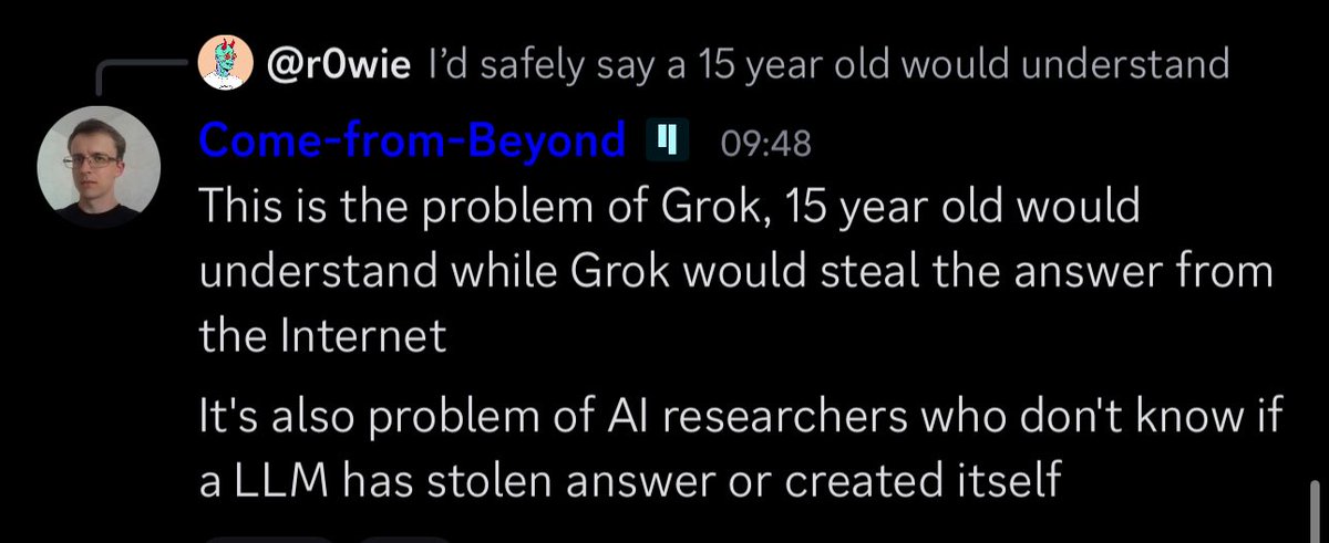 Primequbic's tweet image. 🚨 BREAKING: Is Grok stealing answers from the internet? A 15-year-old could understand this debate, but AI researchers are stumped! 🤔 Meanwhile, Aigarth shines with its decentralized AI on $Qubic ‘s blockchain!