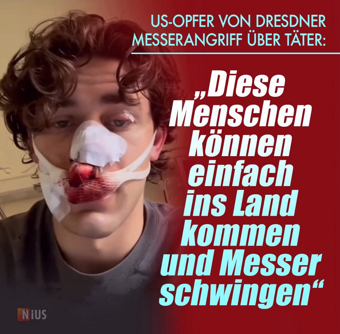 Das ist der Messerstecher von Dresden, der dem US-Amerikaner John Rudat (20), der Frauen vor sexueller Belästigung schützen wollte, das Gesicht aufschlitzte.

Der Syrer ist immer noch auf der Flucht.