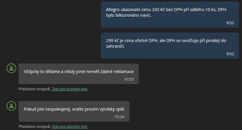 Vždycky, když potřebuji na firmu nakupovat něco v zahraničí, je z toho mrzení. Měli bychom si líbat ruce za to, na jaké úrovni máme v ČR e-commerce.