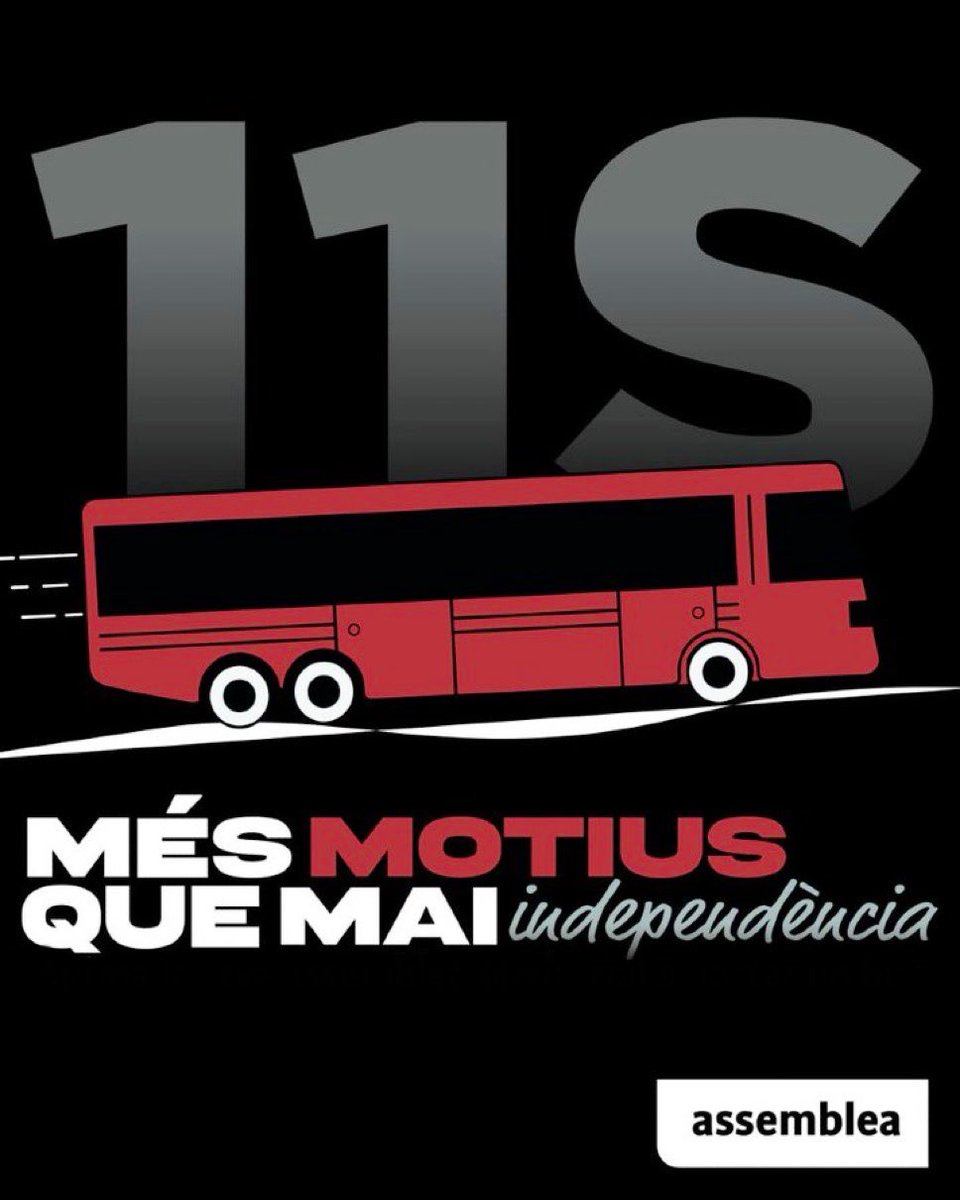 Anem escalfant motors per la #Diada2025 . 
Des del proper dilluns 1 ens trobareu al vestíbul de l'Ateneu per la venda de bitllets de l'autocar per anar tots junts a Barcelona el dia 11. 
Cada dia laborable de 19:30 a 21:00. 
#MésMotiusQueMai