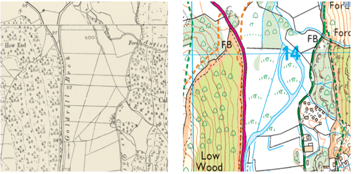 Dynamic_Rivers's tweet image. Noticed today that Ordnance Survey have recorded the naturalisation of Goldrill Beck for posterity. A real change to the river and the reconnected wet floodplain! Let's hope they have to change it again soon as this liberated reach of the river evolves into something even better.
