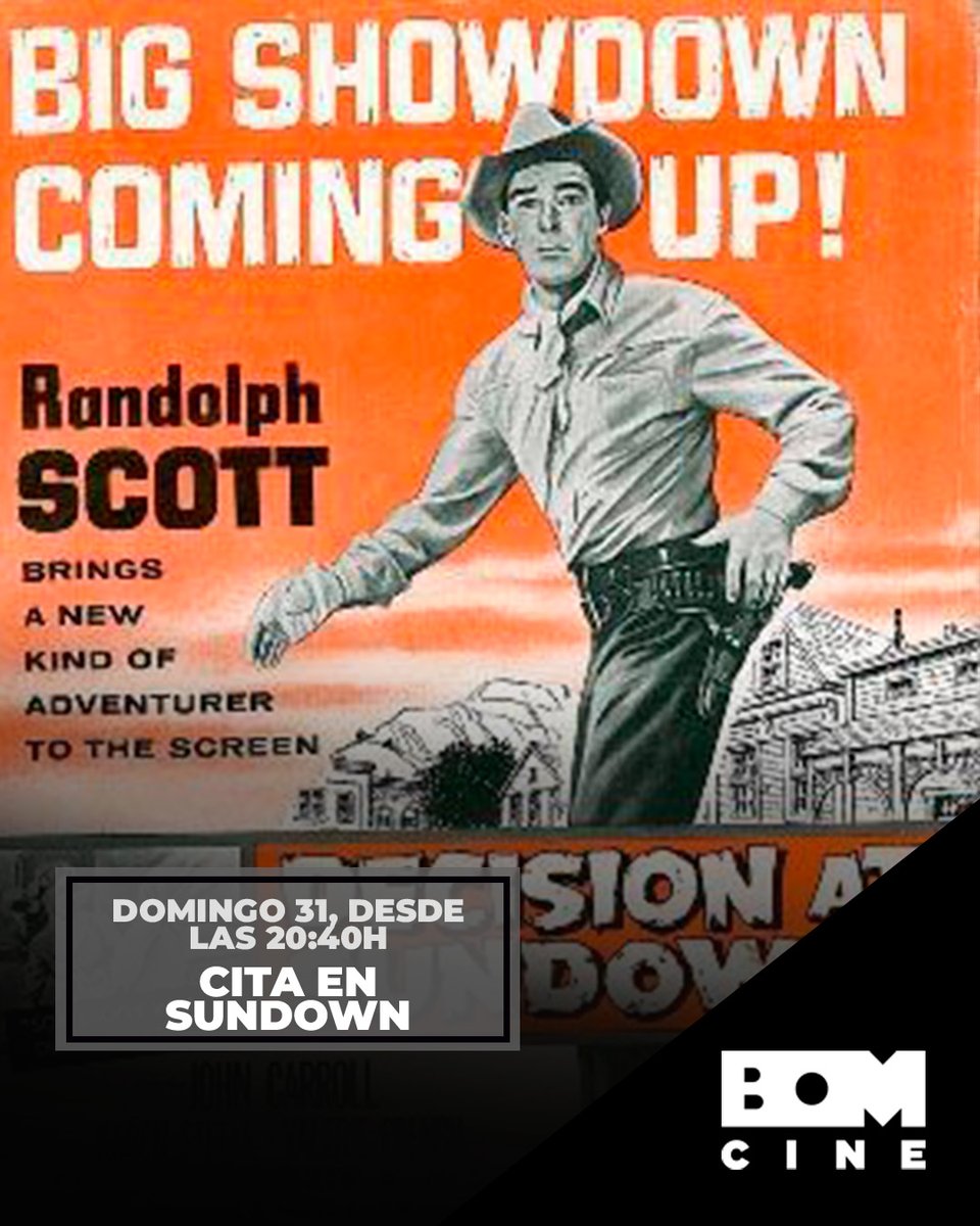 Un tejano que luchó en la Guerra de Secesión llega a Sundown acompañado de un amigo con una intención: vengarse del terrateniente más rico de la comarca que está a punto de casarse. 🔥🔪

🎥"Cita en Sundown"
🕡 20:40h