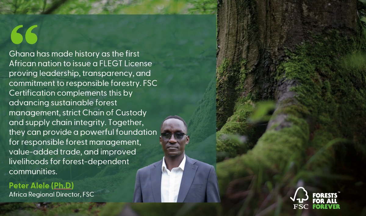 Forest Stewardship Council - Eastern Africa (@fsc_ea) on Twitter photo 👏 FSC Africa congratulates the Government of Ghana and the <a href="/fcghana2020/">Forestry Commission Gh</a> on this groundbreaking achievement. A new era of legal and sustainable timber begins for Africa and beyond.
#FSC #FLEGT #Ghana #SustainableForestry #ForestGovernance #ResponsibleTrade #Africa 👏 FSC Africa congratulates the Government of Ghana and the <a href="/fcghana2020/">Forestry Commission Gh</a> on this groundbreaking achievement. A new era of legal and sustainable timber begins for Africa and beyond.
#FSC #FLEGT #Ghana #SustainableForestry #ForestGovernance #ResponsibleTrade #Africa
