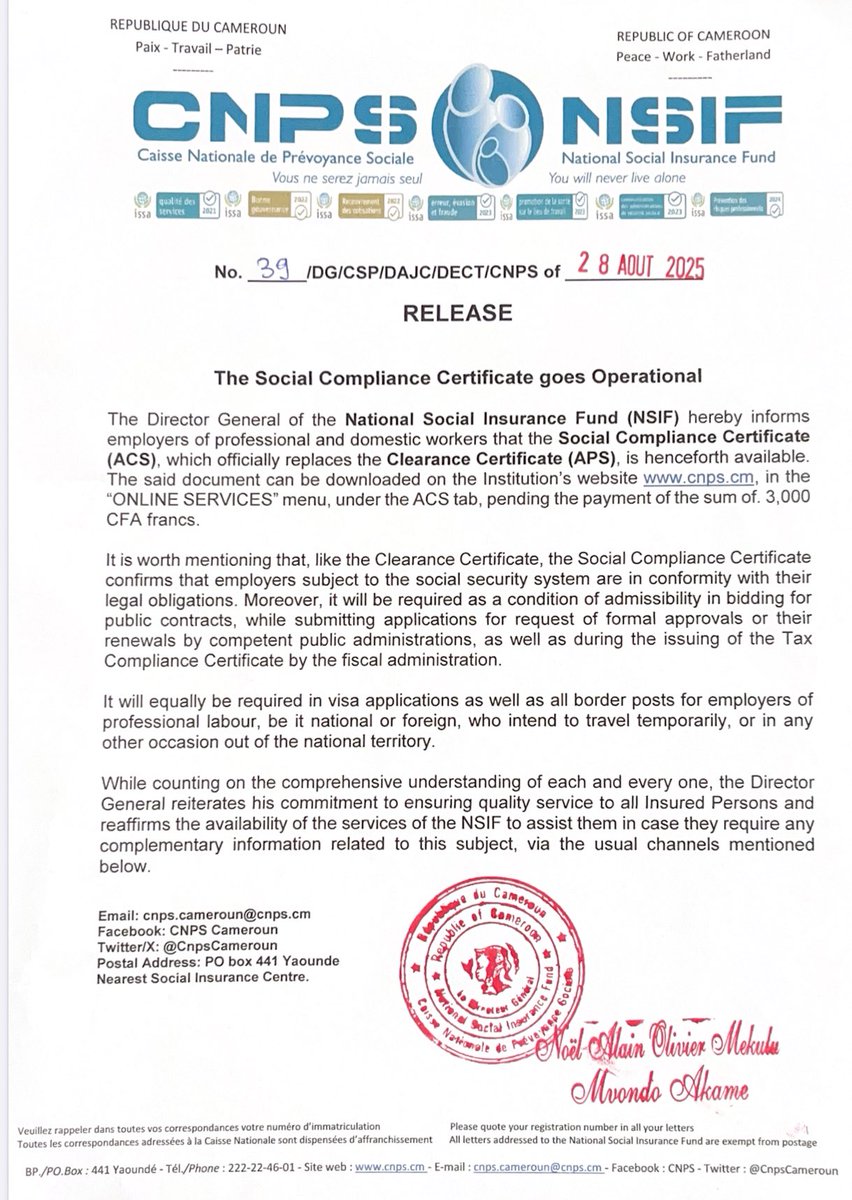 Release! 
The Social Compliance Certificate goes Operational.
#NSIF
#youwillneverlivealone