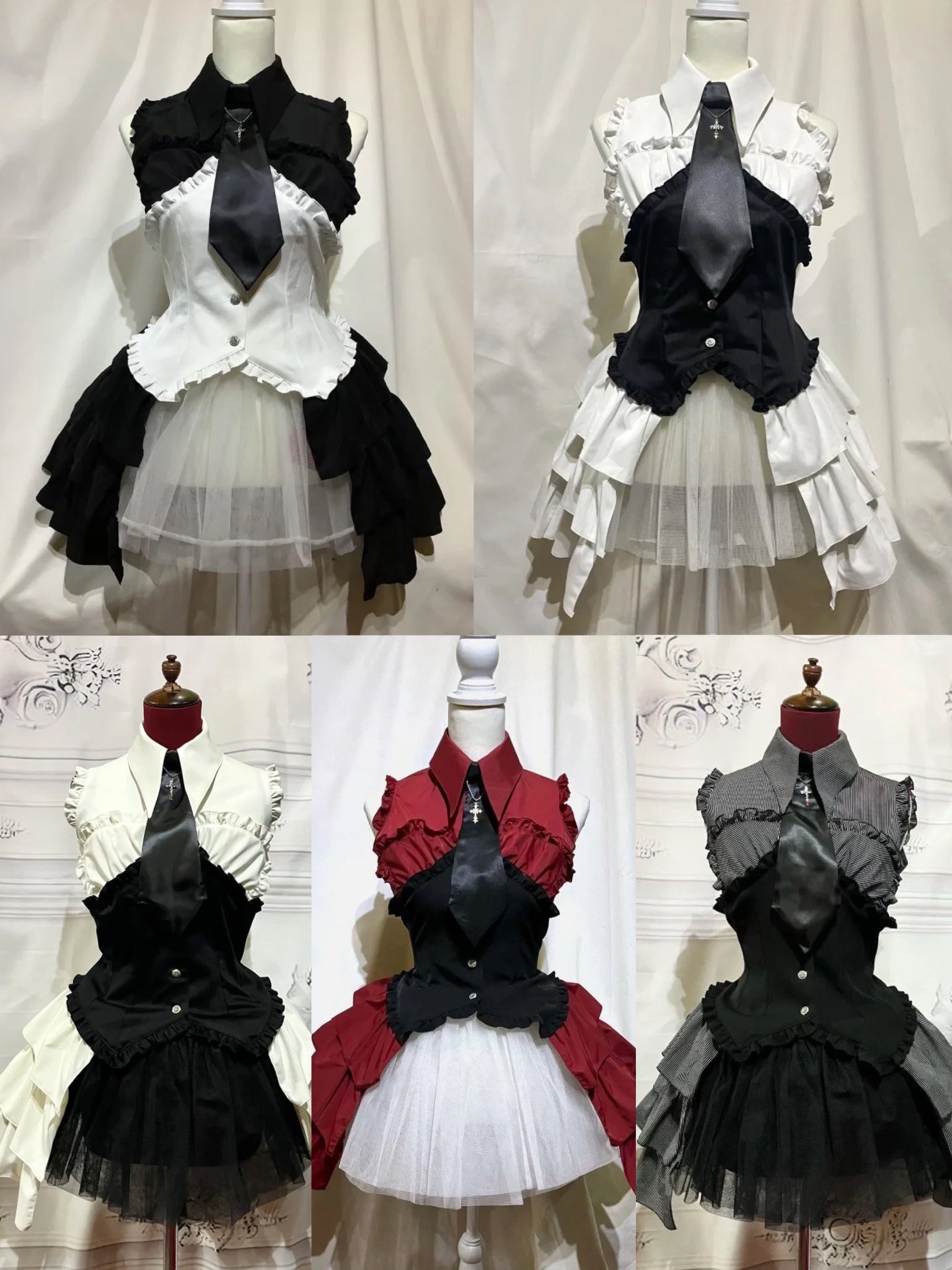 [marble] b品十字架モチーフネクタイ付きビスチェ型コルセット風ワンピース 十字架モチーフネクタイ付きビスチェ型コルセット風ブラウス