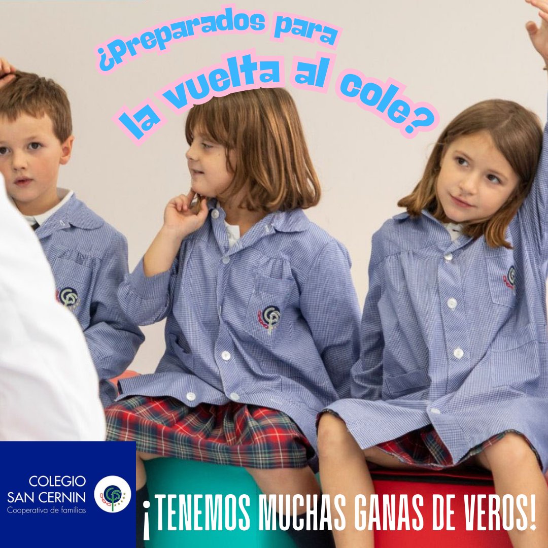 La semana próxima os vemos ¡tenemos muchas ganas de volver a tener el colegio lleno de vuestras voces y vuestras risas!
#colegiosancernin #iniciocurso