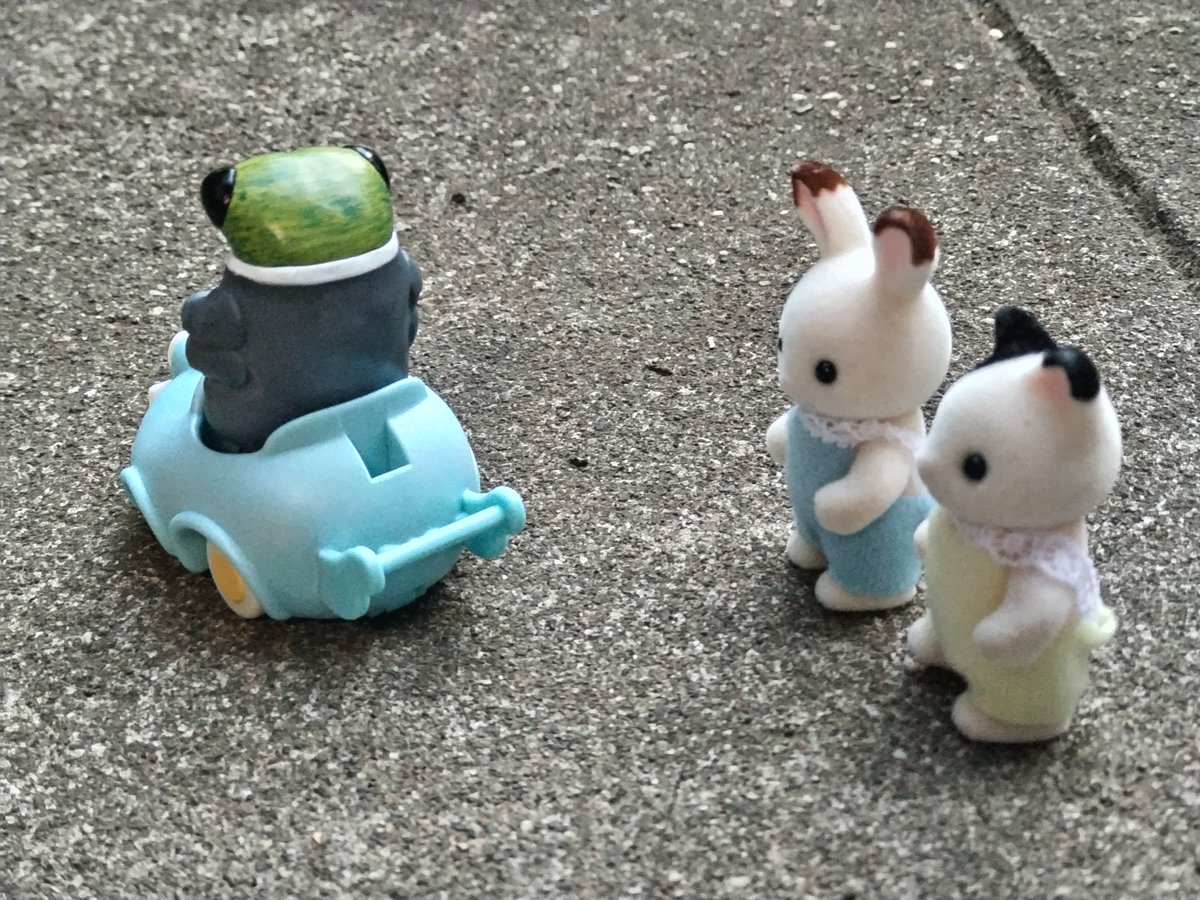 シルバニアのペンギンカートに、ショーン・タンのセミ氏もぴったり乗れました🚙