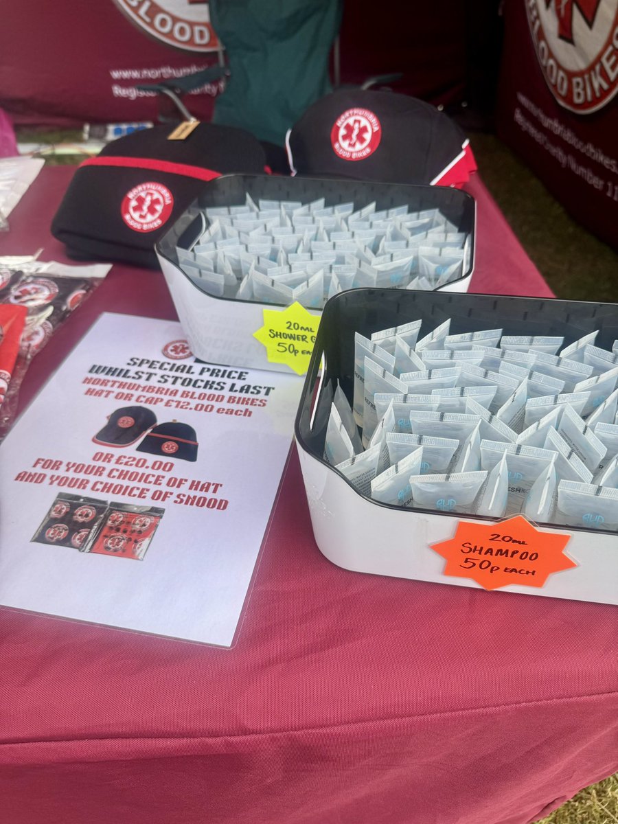 Good morning <a href="/StorminCastle/">Stormin the Castle</a>  🏰 🏍️ 

Our team are here and manning the showers again 🛁 

This year we have some limited edition keyrings and a special offer on hats and snoods whilst stocks last!

#charity #helpraisefunds #BloodBikes #bloodbikes #storminthecastle