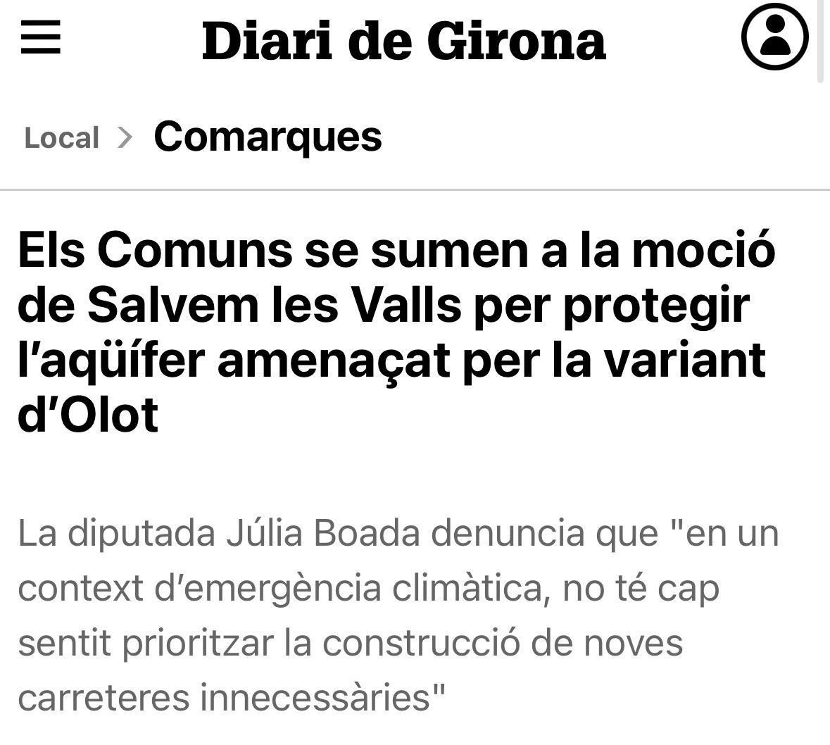 El projecte de construcció de la variant de Les Preses afectarà a l’aqüífer fluviovolcànic de la Vall d’en Bas (que va ser declarat Reserva Natural Subterrània per l’ACA). 

Un Pla de Mobilitat és el que necessita Olot, Les Preses i els pobles de la Vall!

diaridegirona.cat/comarques/2025…