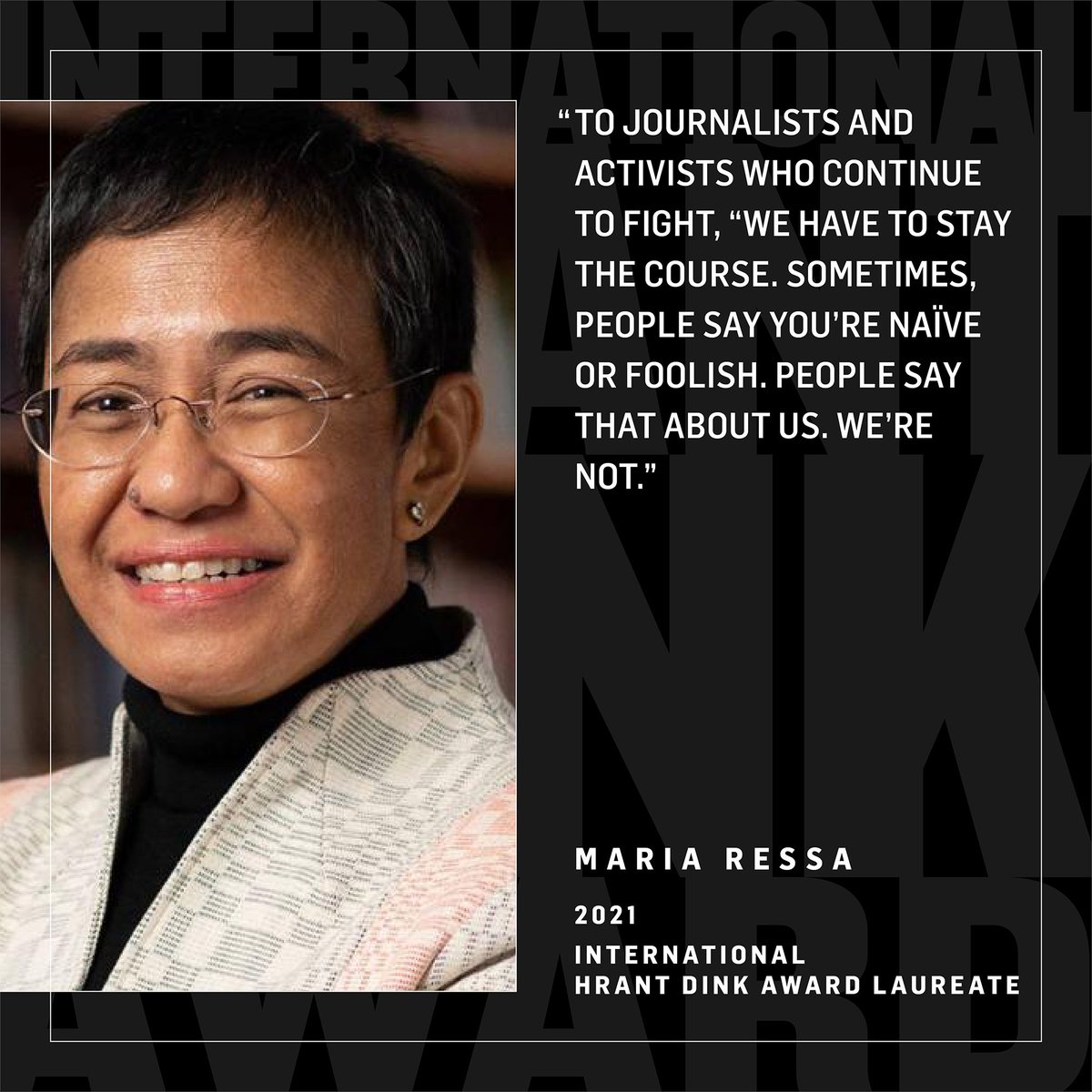 HrantDink Foundation (@hrantdinkfnd) on Twitter photo Let's take a look back at the past laureates of the International #HrantDinkAward, which has been highlighting hopeful struggles every year since 2009.
2021 International #HrantDinkAward laureate was investigative journalist <a href="/mariaressa/">Maria Ressa</a> from the Philippines, who tirelessly Let's take a look back at the past laureates of the International #HrantDinkAward, which has been highlighting hopeful struggles every year since 2009.
2021 International #HrantDinkAward laureate was investigative journalist <a href="/mariaressa/">Maria Ressa</a> from the Philippines, who tirelessly