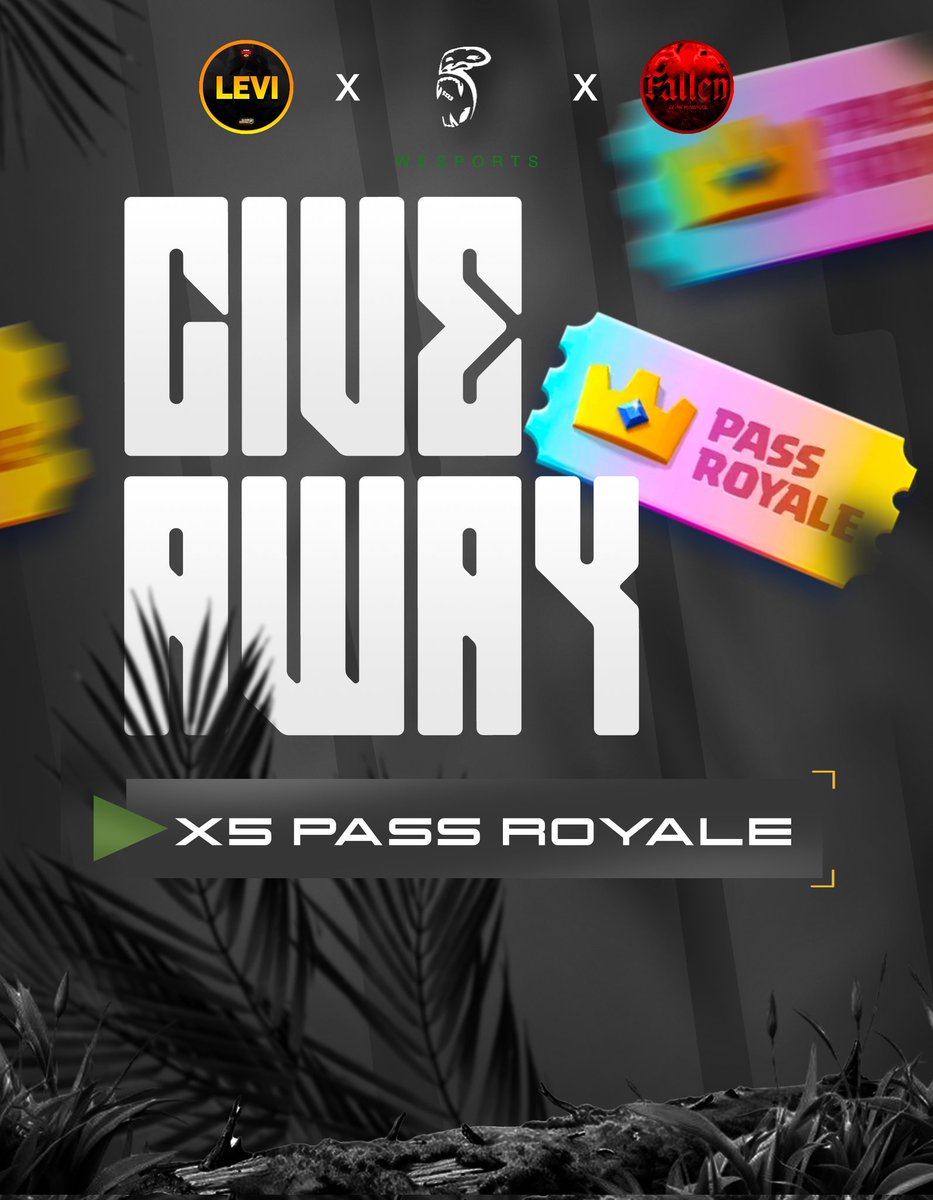 🌿 GIVEAWAY 🌿

New season is starting on monday. Anyone who needs a pass can win one here. 🧑‍✈️

×5 💎 Pass for you guys 💪

📝 Do the following:

❤️ Follow <a href="/FFlevi_/">Levi</a>
❤️ Follow <a href="/HxDFaLLeN/">Fallen Clash</a>
❤️ Follow <a href="/WeSports_CR/">WeSports</a>
♻️ Repost this post
💬 Tag a friend

⏰ Winners in 3 days
#ClashRoyale