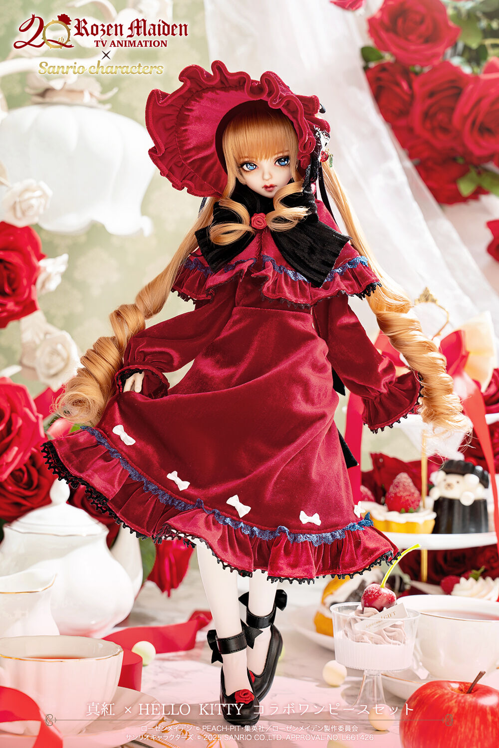 ローゼンメイデン　サンリオ　真紅×ハローキティ　コラボワンピースセット ローゼンメイデン サンリオ 真紅×ハローキティ コラボワンピース