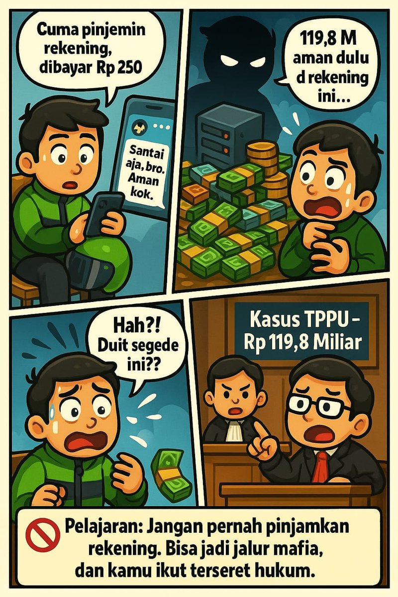Bnyak yg slah pham: pemblokiran Rekening Dormant = merugikn. Pdhal faktanya = melindungi.Tnpa itu, rakyat bisa brnsib sprti ojol Surabaya → korban mafia Rp 119,8 M. 🛡 Bodyguard Digital hadir untk kita. #RekeningTidur

Jumat Gedung DPR RI Indonesia Ojol #มิ้ลค์เลิฟ Isilop Demo