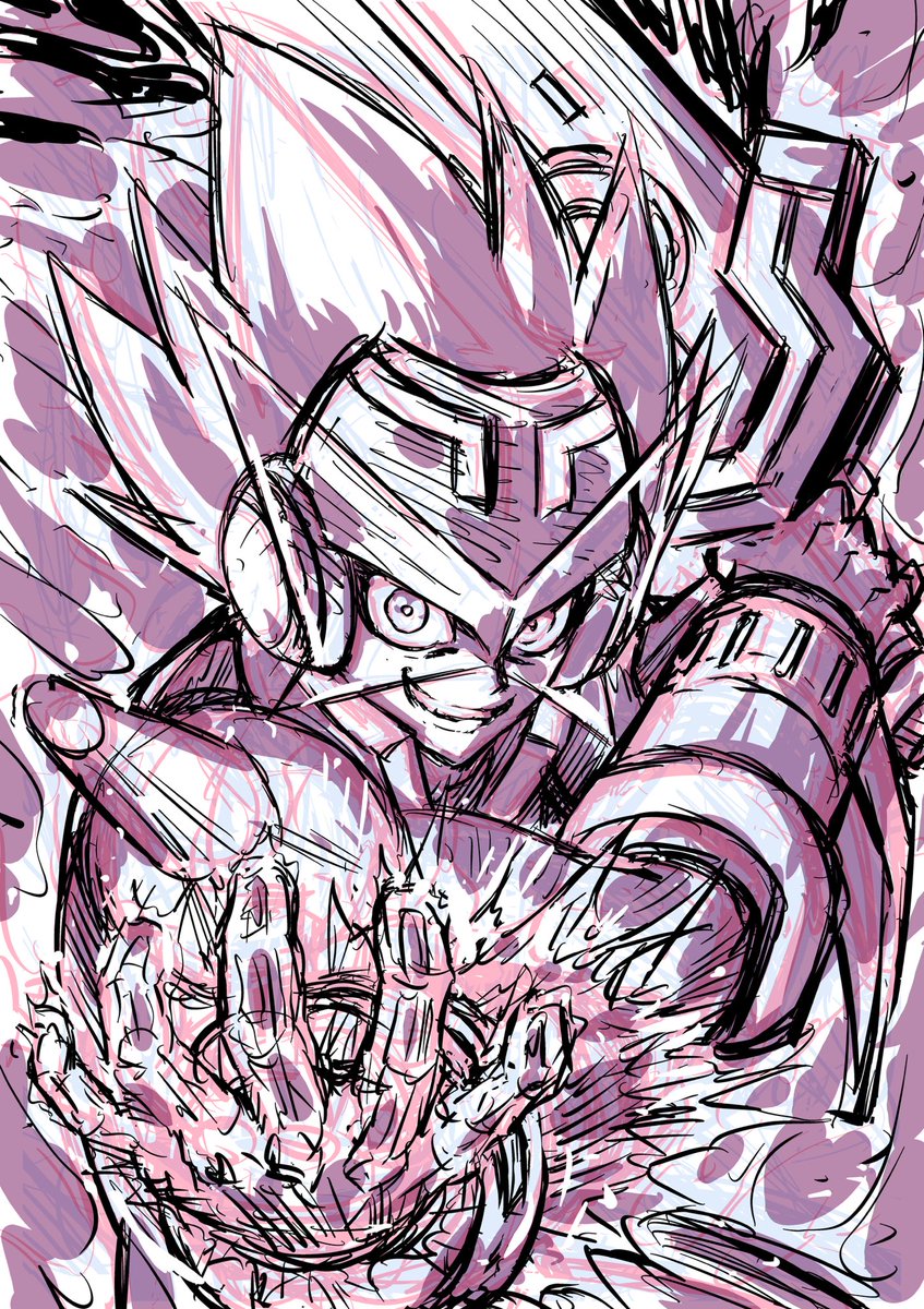 ブライ下書き2。  
Bly rough sketch 2.  

#流星のロックマン #ブライ #トライブ  
#MegaManStarForce #Bly #Tribe