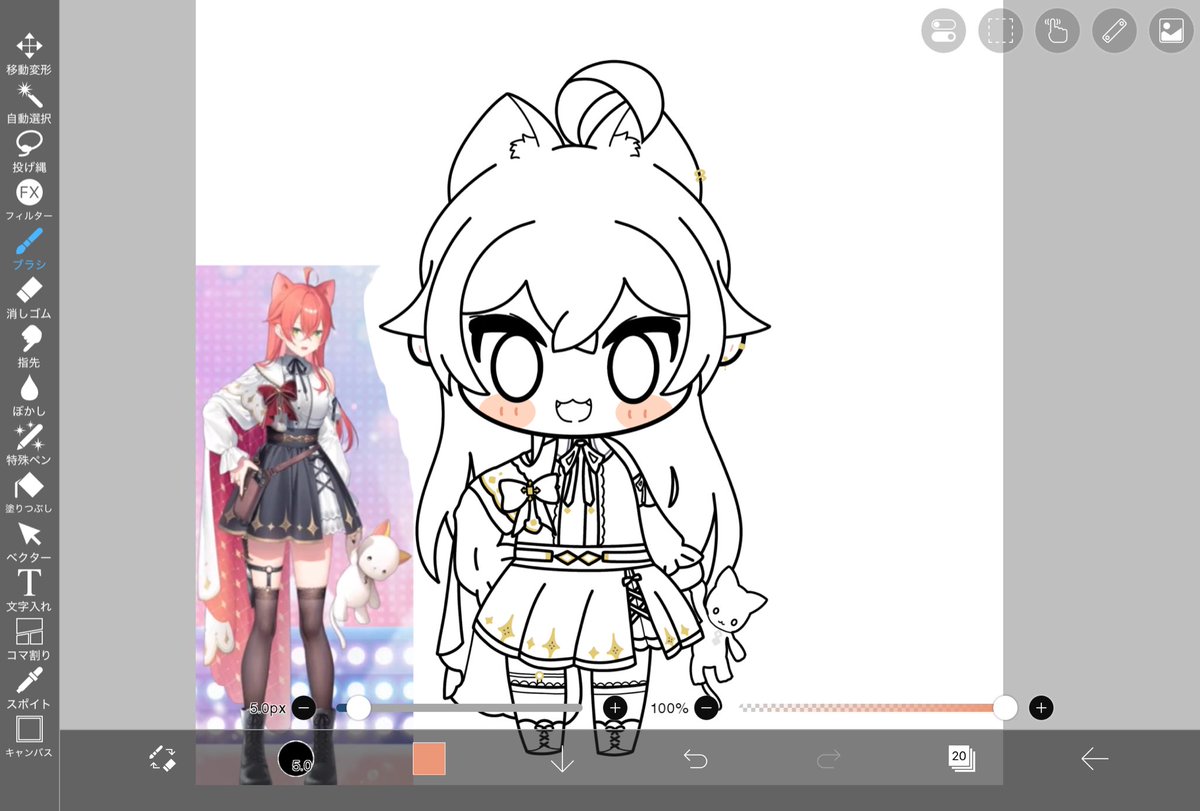 絵を描き始めてもうすぐ一年なので　そろそろあかぴゃの戦闘服と和解しようかと(今まで画力の問題で描けなかった)